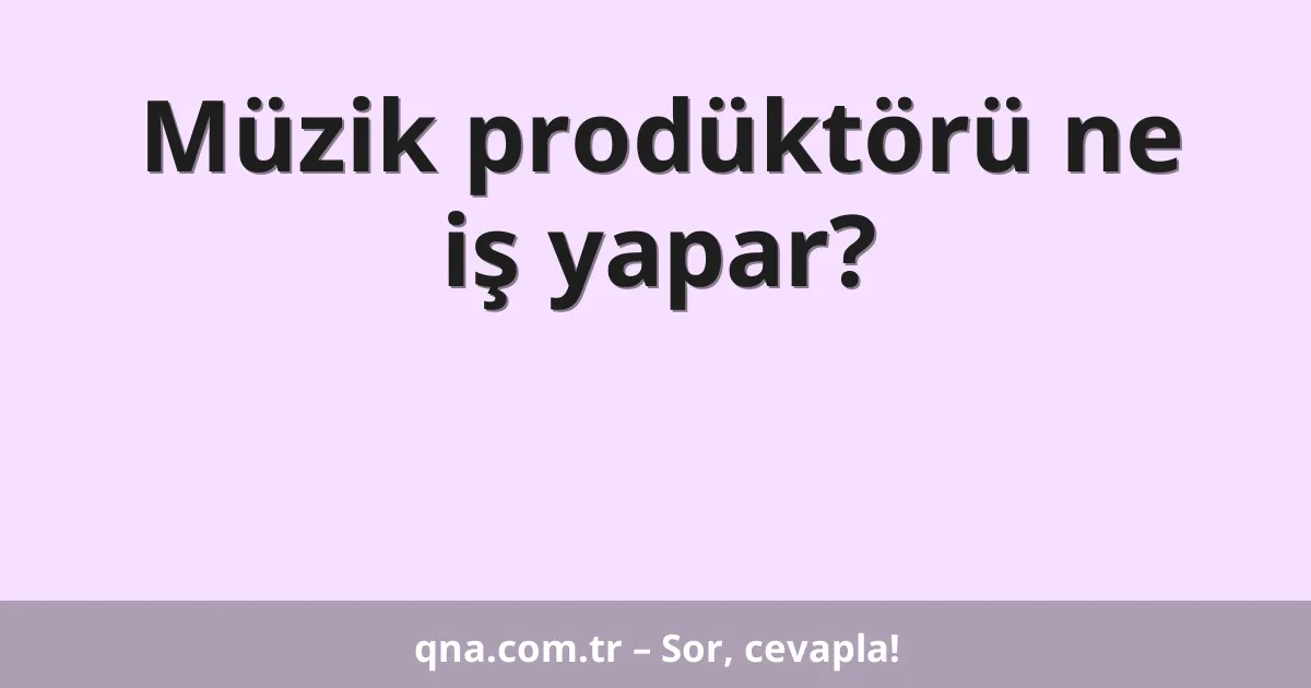 Müzik prodüktörü ne iş yapar?
