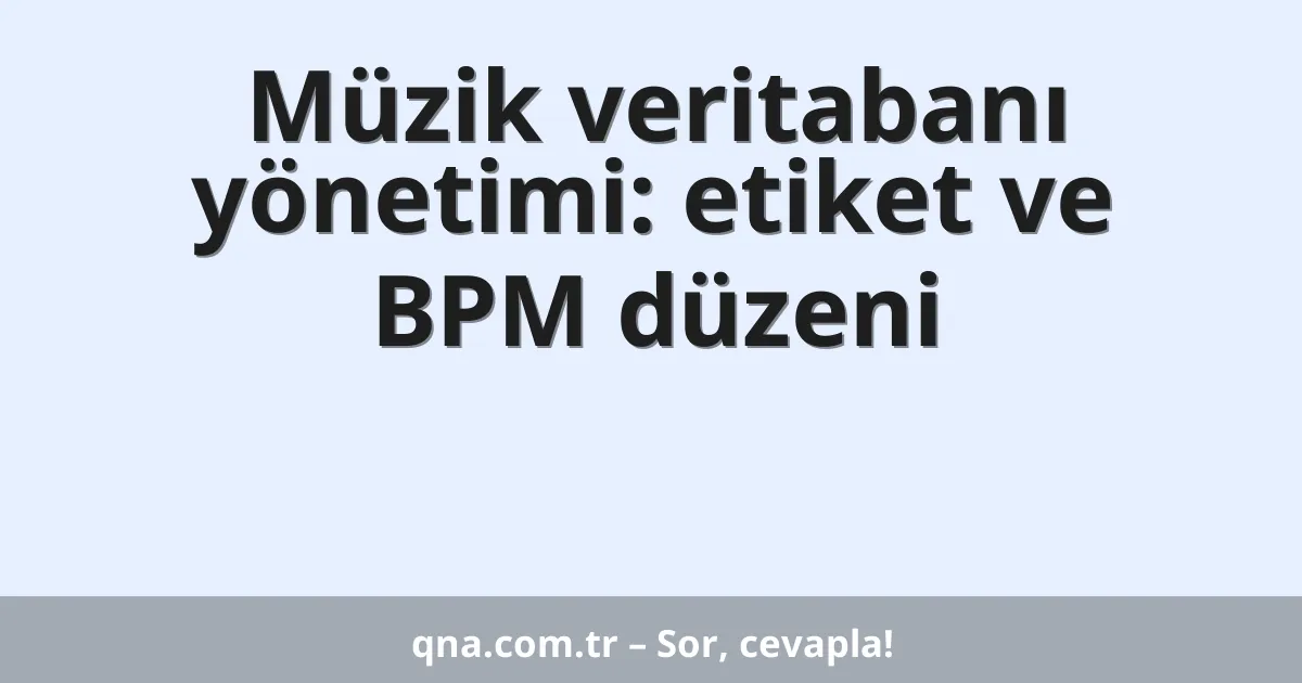 Müzik veritabanı yönetimi: etiket ve BPM düzeni