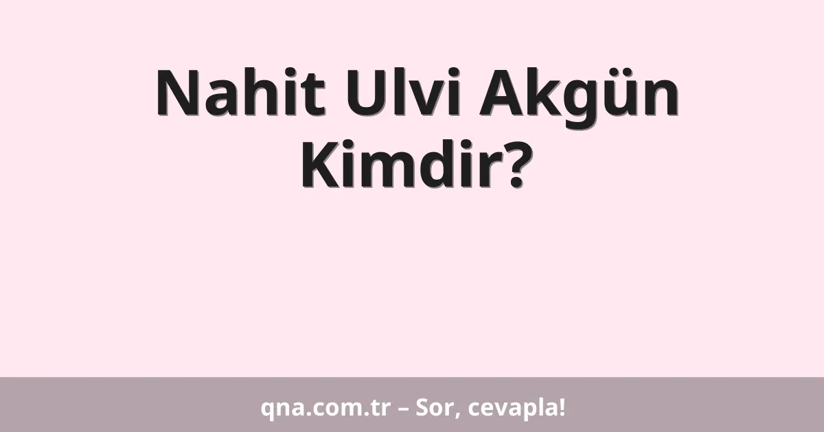 Nahit Ulvi Akgün Kimdir?