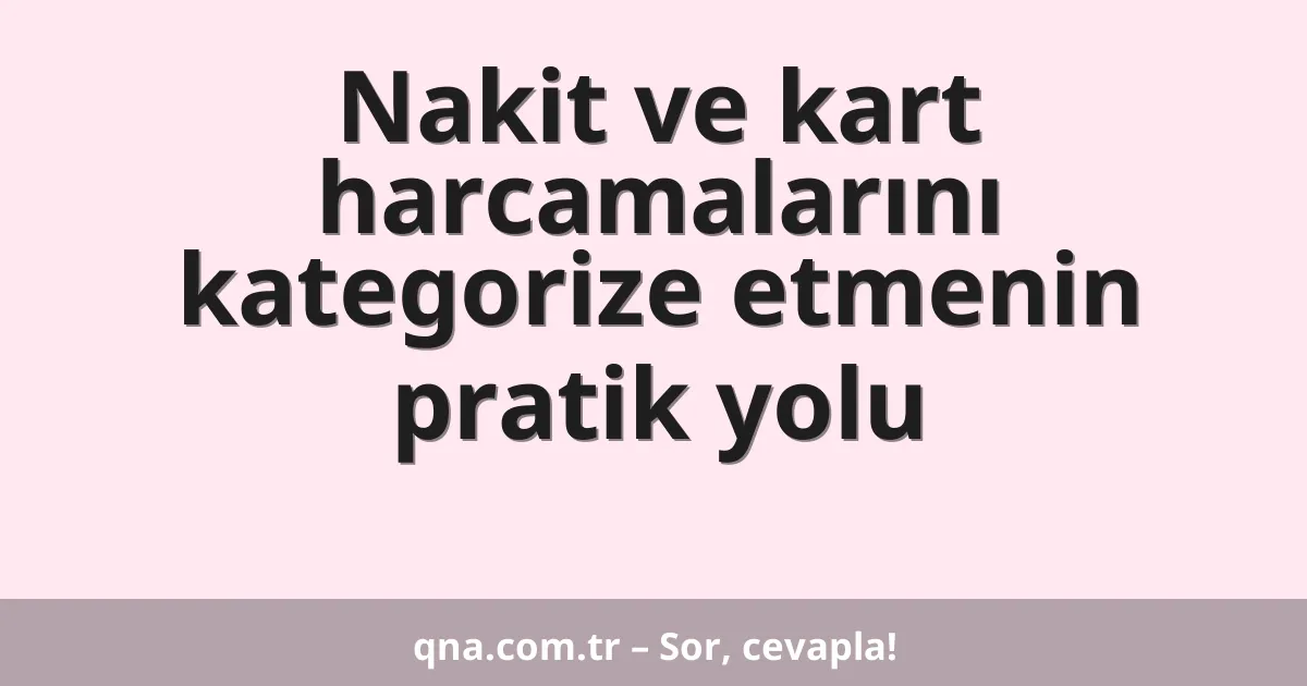 Nakit ve kart harcamalarını kategorize etmenin pratik yolu
