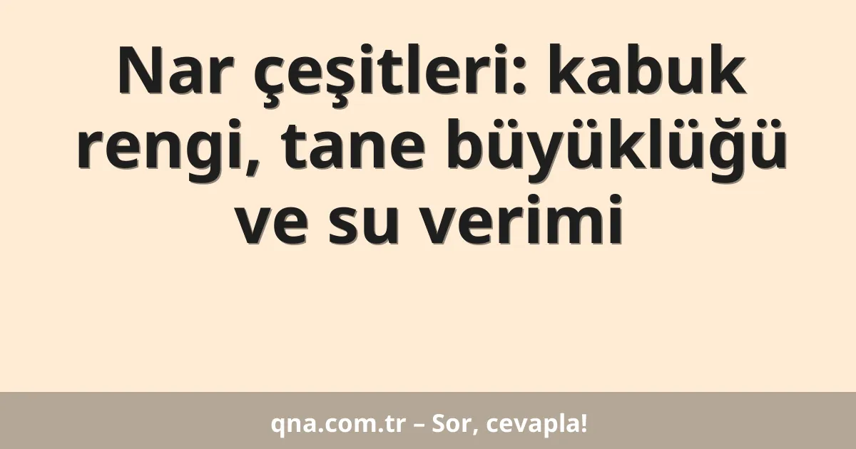 Nar çeşitleri: kabuk rengi, tane büyüklüğü ve su verimi