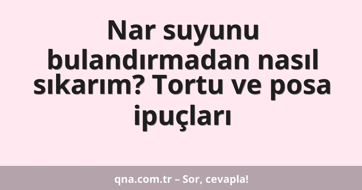 Nar suyunu bulandırmadan nasıl sıkarım? Tortu ve posa ipuçları