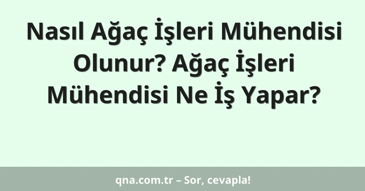 Nasıl Ağaç İşleri Mühendisi Olunur? Ağaç İşleri Mühendisi Ne İş Yapar?
