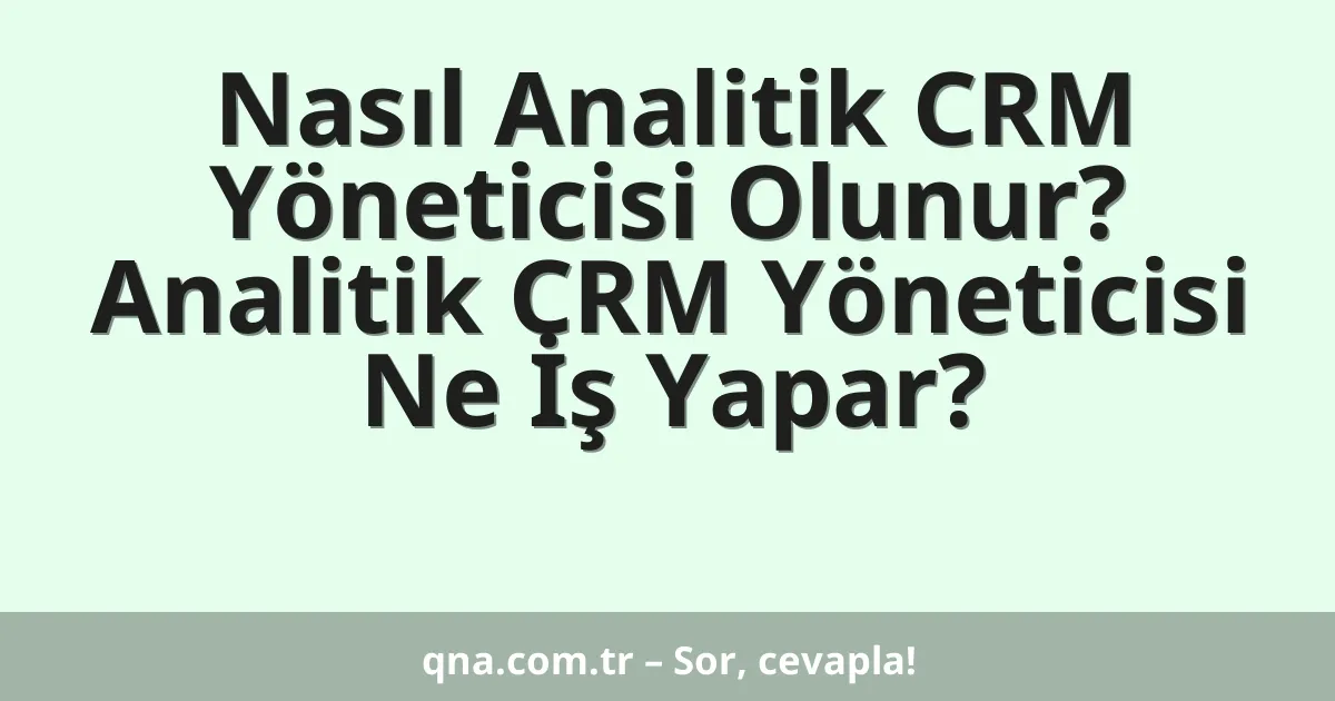Nasıl Analitik CRM Yöneticisi Olunur? Analitik CRM Yöneticisi Ne İş Yapar?