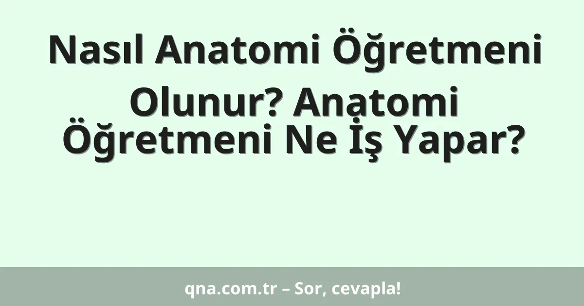 Nasıl Anatomi Öğretmeni Olunur? Anatomi Öğretmeni Ne İş Yapar?