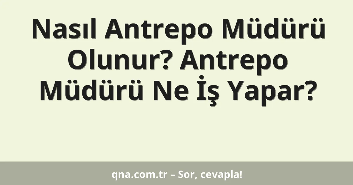 Nasıl Antrepo Müdürü Olunur? Antrepo Müdürü Ne İş Yapar?