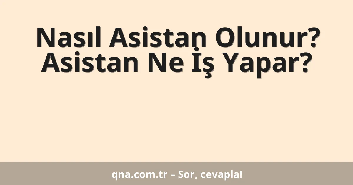 Nasıl Asistan Olunur? Asistan Ne İş Yapar?