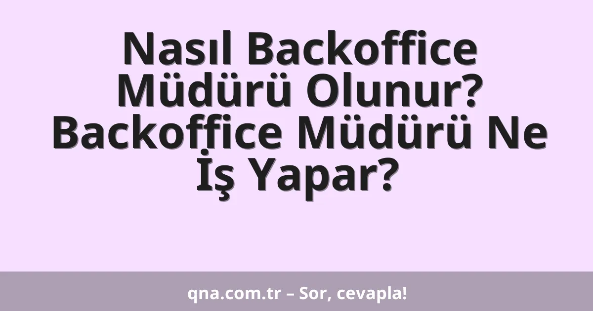 Nasıl Backoffice Müdürü Olunur? Backoffice Müdürü Ne İş Yapar?