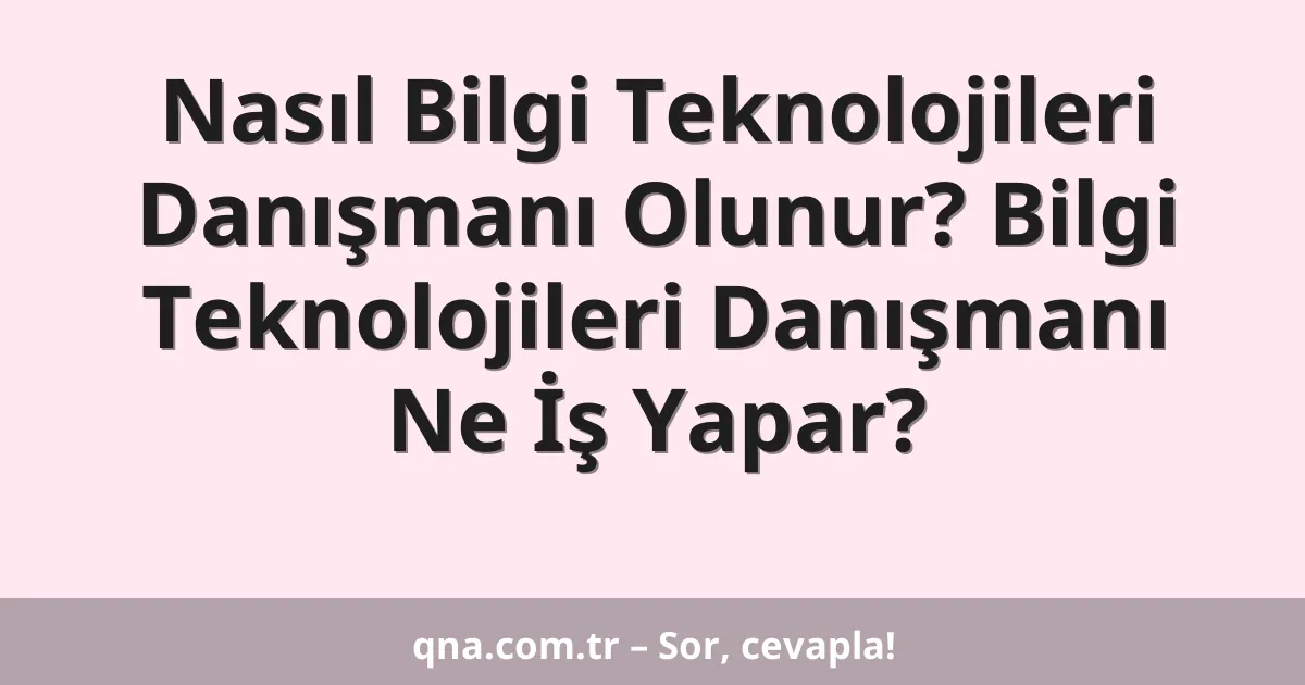 Nasıl Bilgi Teknolojileri Danışmanı Olunur? Bilgi Teknolojileri Danışmanı Ne İş Yapar?