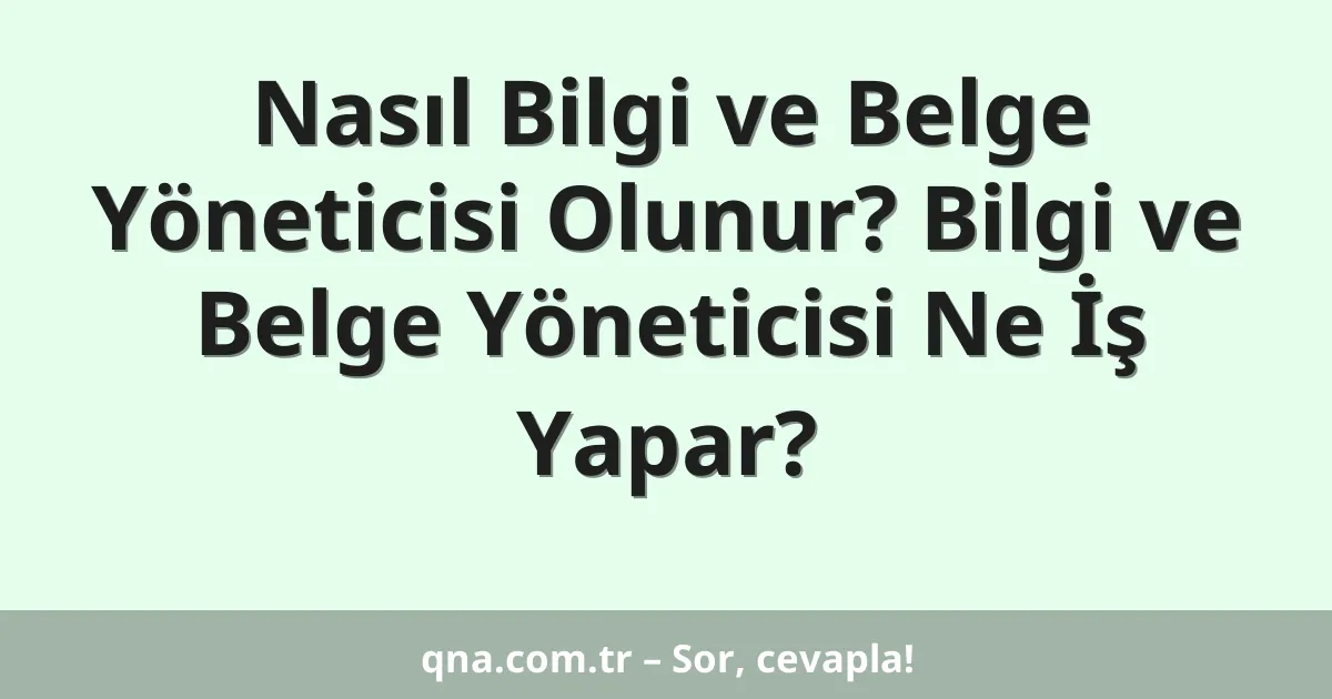 Nasıl Bilgi ve Belge Yöneticisi Olunur? Bilgi ve Belge Yöneticisi Ne İş Yapar?