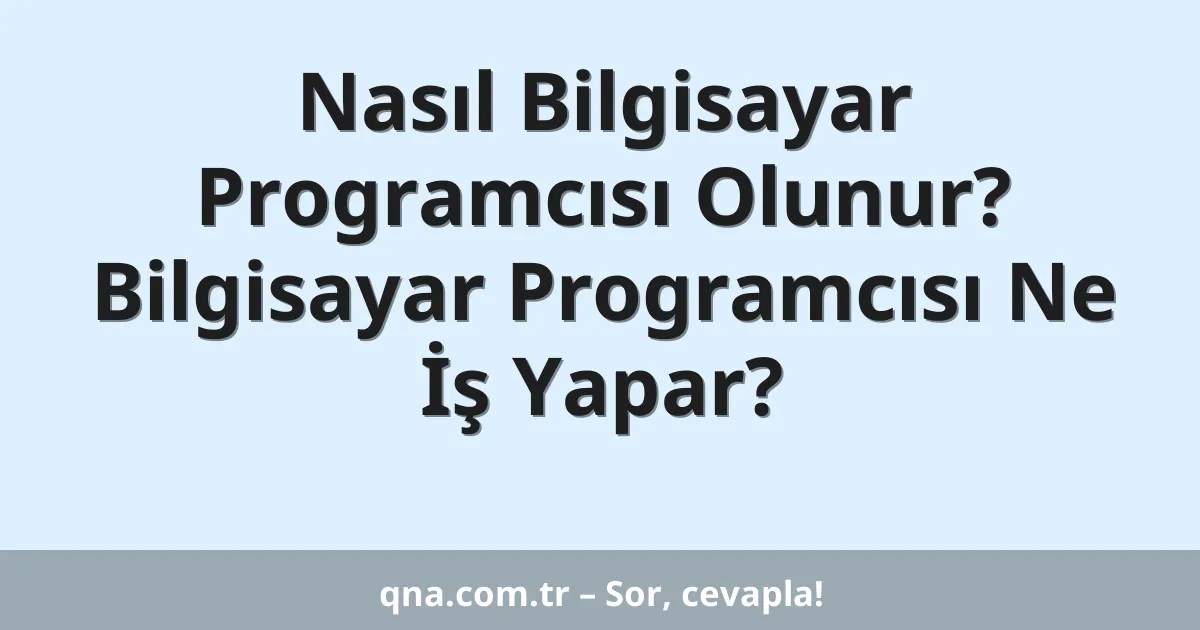 Nasıl Bilgisayar Programcısı Olunur? Bilgisayar Programcısı Ne İş Yapar?