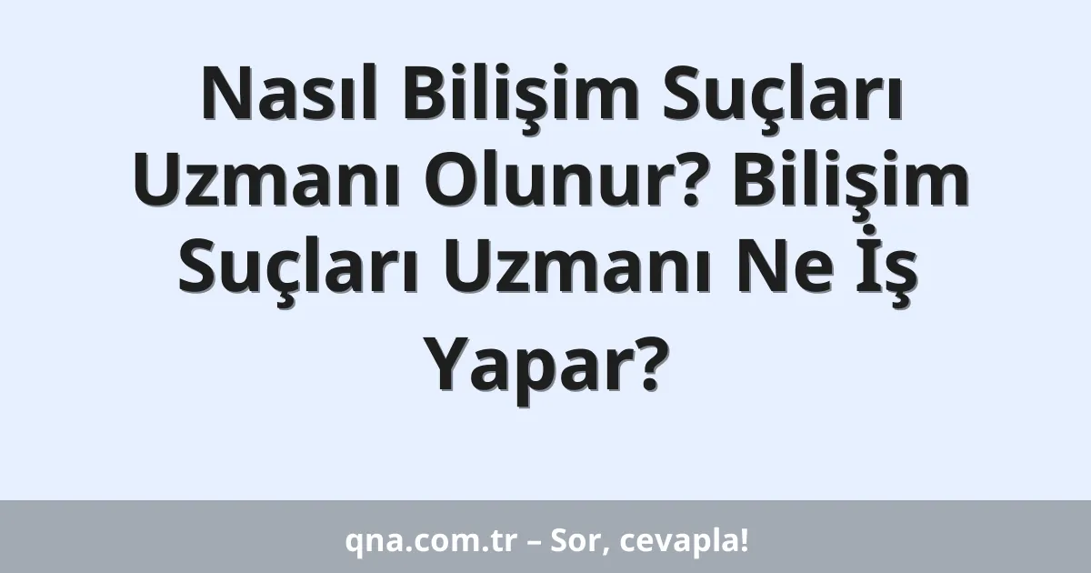 Nasıl Bilişim Suçları Uzmanı Olunur? Bilişim Suçları Uzmanı Ne İş Yapar?