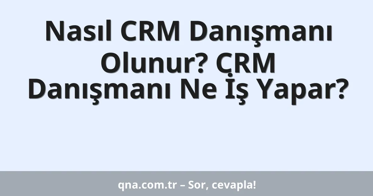 Nasıl CRM Danışmanı Olunur? CRM Danışmanı Ne İş Yapar?