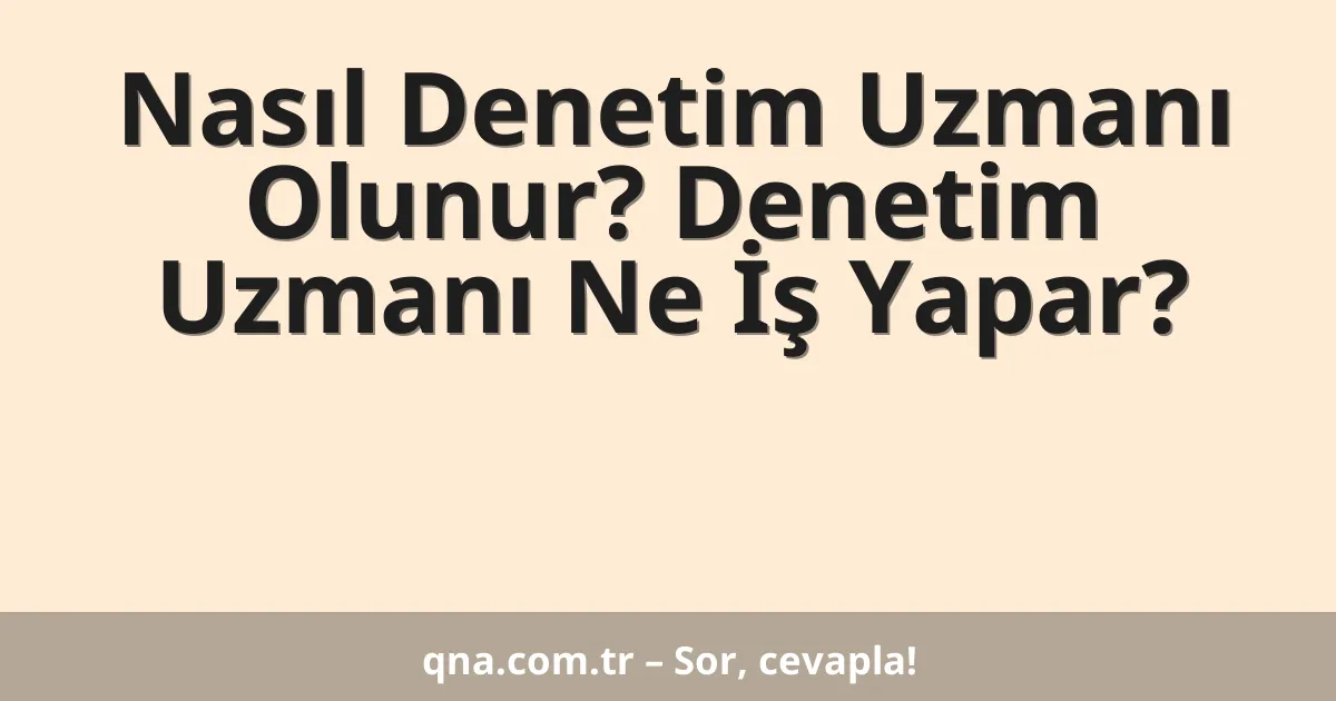 Nasıl Denetim Uzmanı Olunur? Denetim Uzmanı Ne İş Yapar?