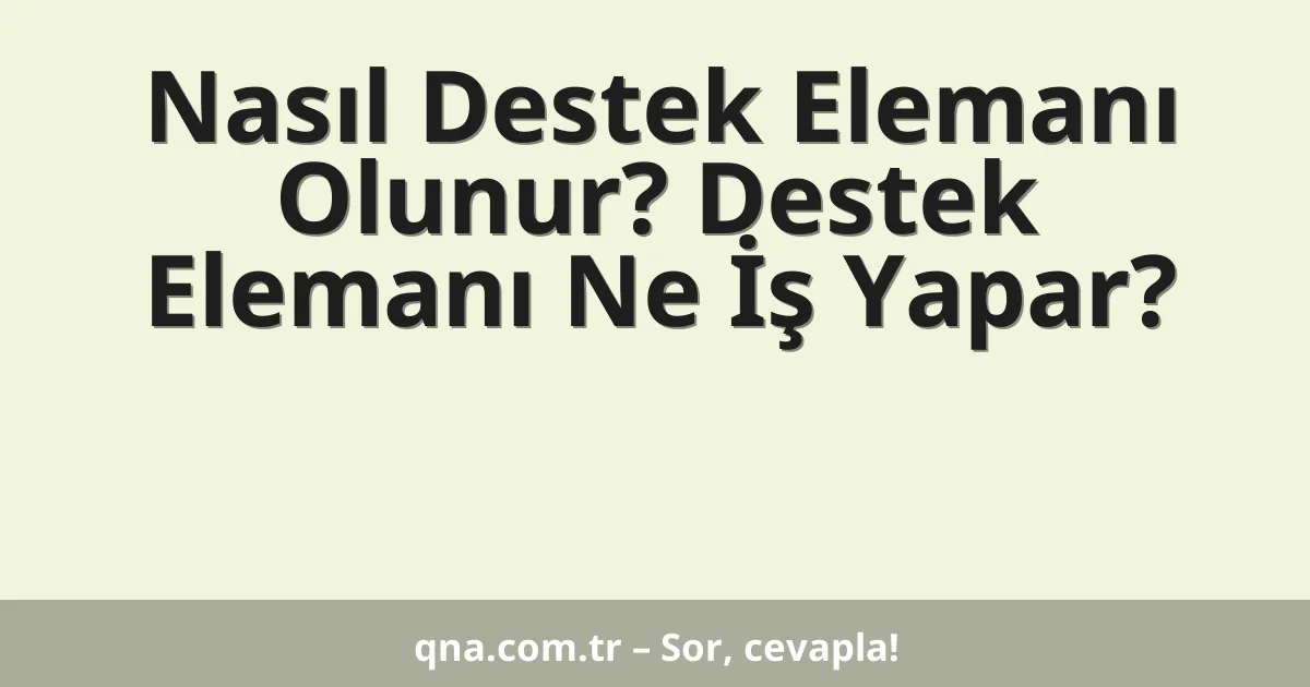 Nasıl Destek Elemanı Olunur? Destek Elemanı Ne İş Yapar?