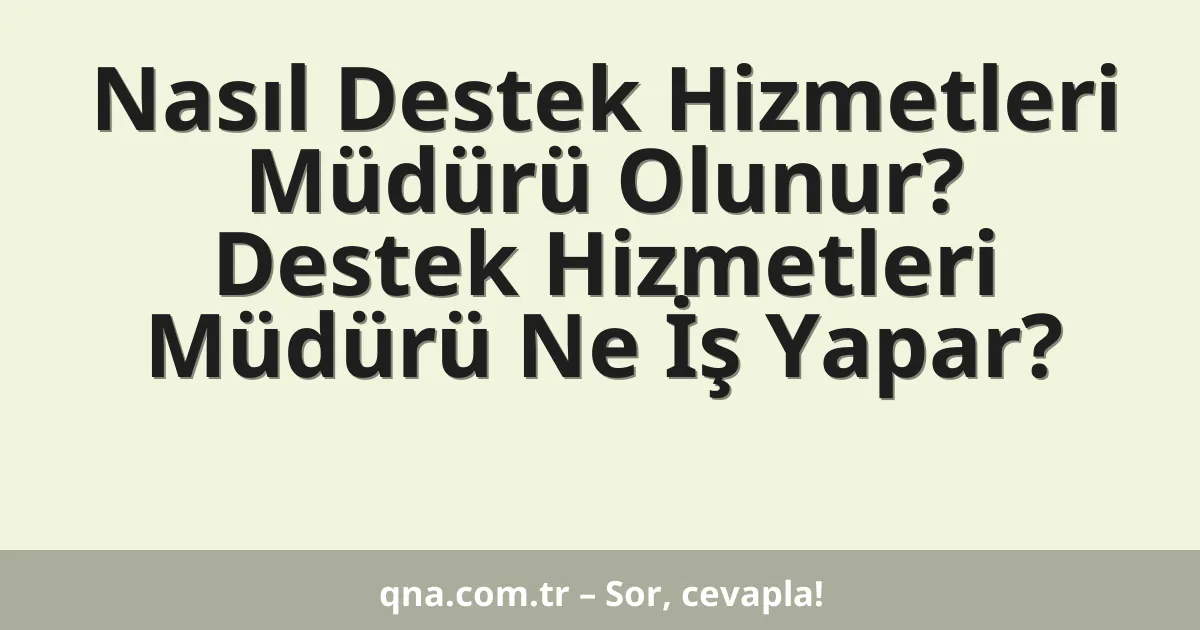 Nasıl Destek Hizmetleri Müdürü Olunur? Destek Hizmetleri Müdürü Ne İş Yapar?