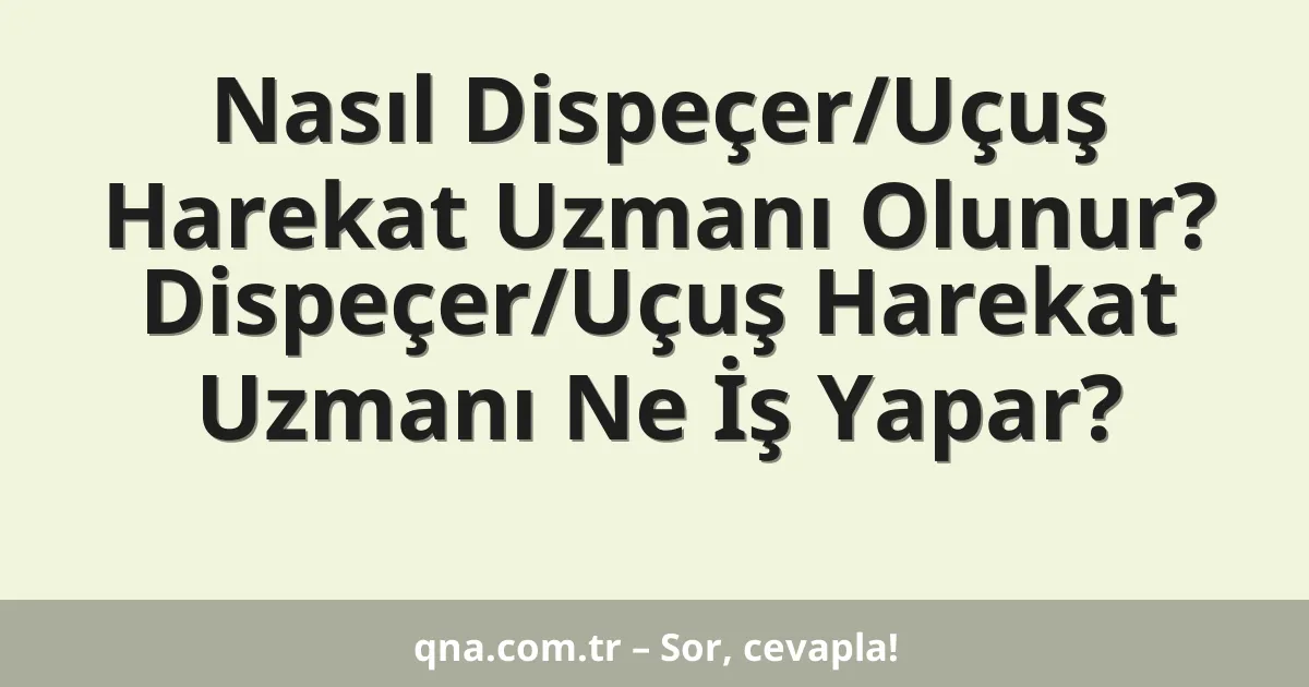 Nasıl Dispeçer/Uçuş Harekat Uzmanı Olunur? Dispeçer/Uçuş Harekat Uzmanı Ne İş Yapar?