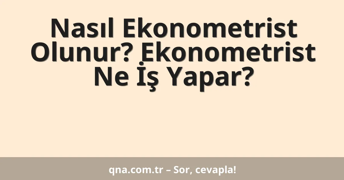 Nasıl Ekonometrist Olunur? Ekonometrist Ne İş Yapar?