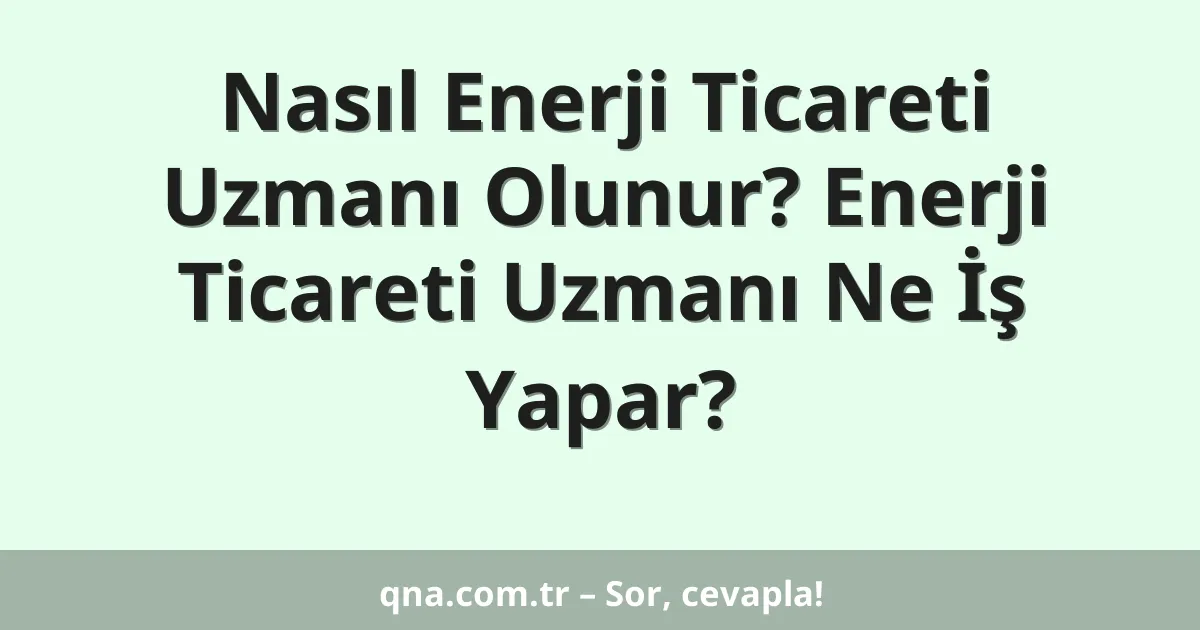 Nasıl Enerji Ticareti Uzmanı Olunur? Enerji Ticareti Uzmanı Ne İş Yapar?