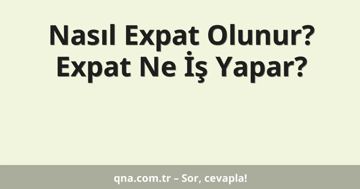 Nasıl Expat Olunur? Expat Ne İş Yapar?