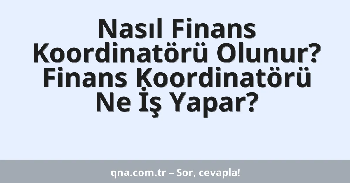 Nasıl Finans Koordinatörü Olunur? Finans Koordinatörü Ne İş Yapar?
