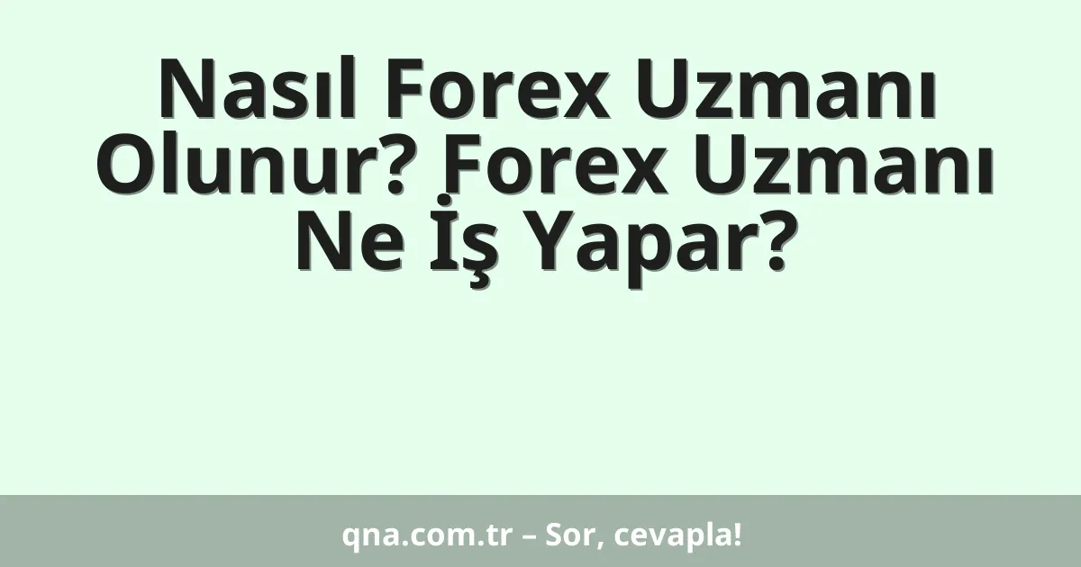 Nasıl Forex Uzmanı Olunur? Forex Uzmanı Ne İş Yapar?