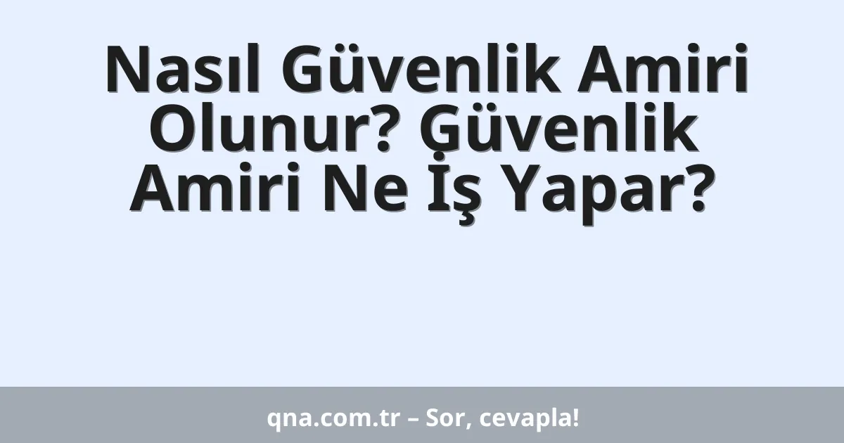 Nasıl Güvenlik Amiri Olunur? Güvenlik Amiri Ne İş Yapar?