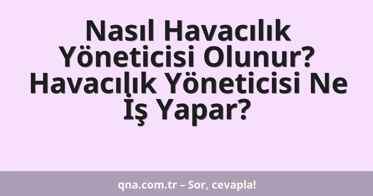 Nasıl Havacılık Yöneticisi Olunur? Havacılık Yöneticisi Ne İş Yapar?