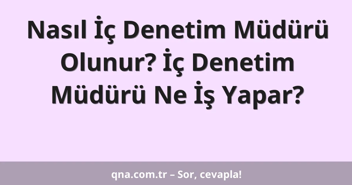 Nasıl İç Denetim Müdürü Olunur? İç Denetim Müdürü Ne İş Yapar?