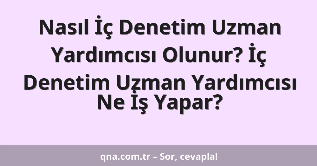 Nasıl İç Denetim Uzman Yardımcısı Olunur? İç Denetim Uzman Yardımcısı Ne İş Yapar?