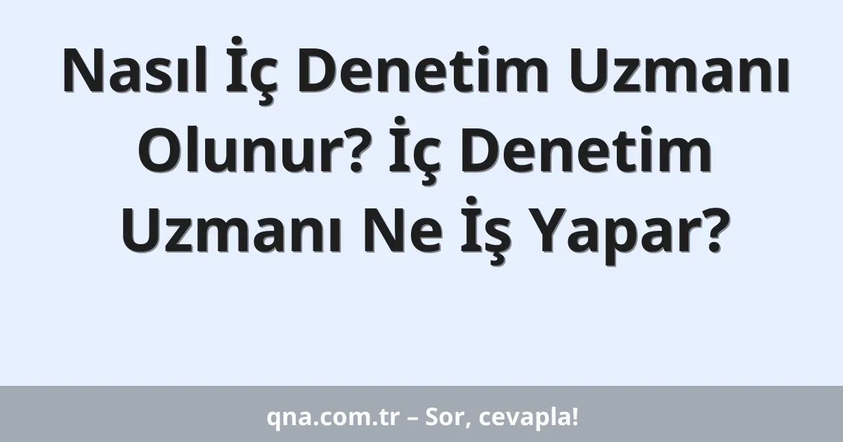 Nasıl İç Denetim Uzmanı Olunur? İç Denetim Uzmanı Ne İş Yapar?