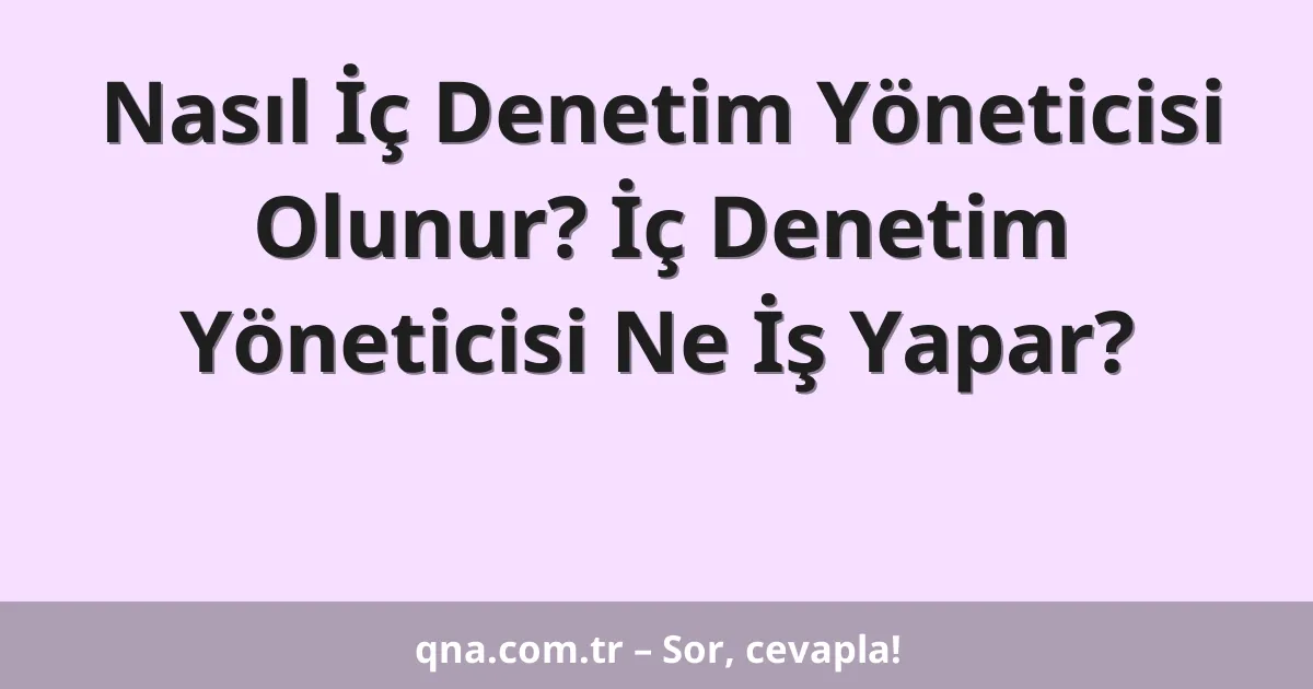 Nasıl İç Denetim Yöneticisi Olunur? İç Denetim Yöneticisi Ne İş Yapar?