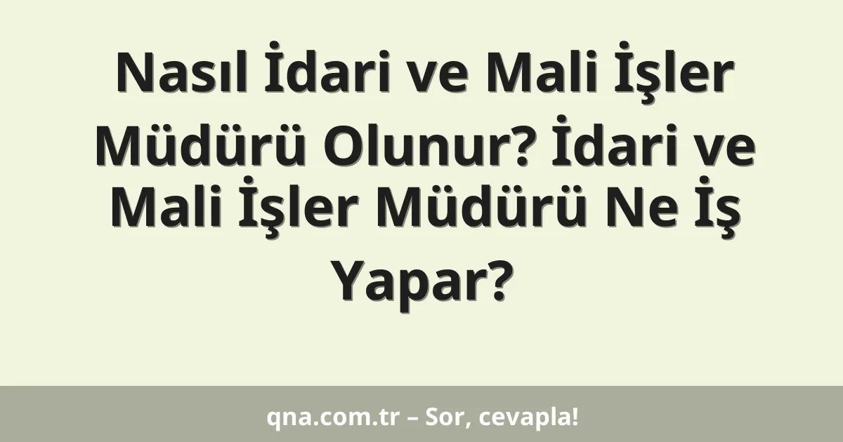 Nasıl İdari ve Mali İşler Müdürü Olunur? İdari ve Mali İşler Müdürü Ne İş Yapar?