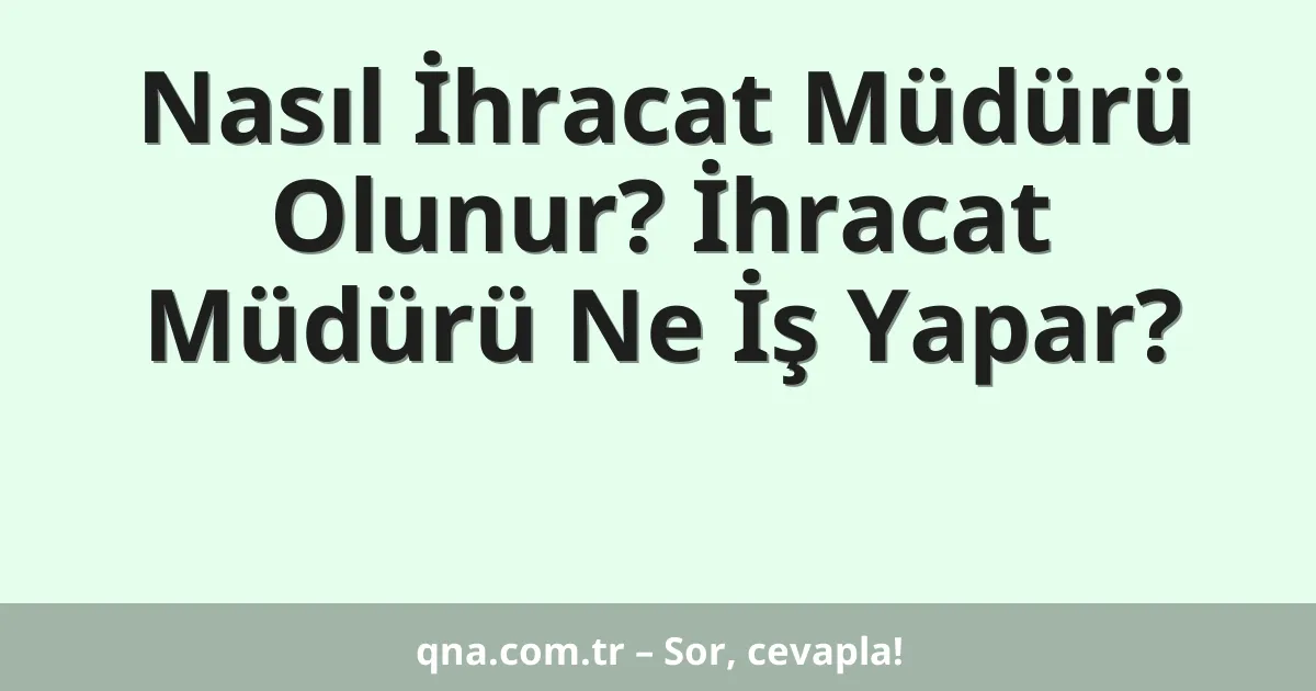 Nasıl İhracat Müdürü Olunur? İhracat Müdürü Ne İş Yapar?