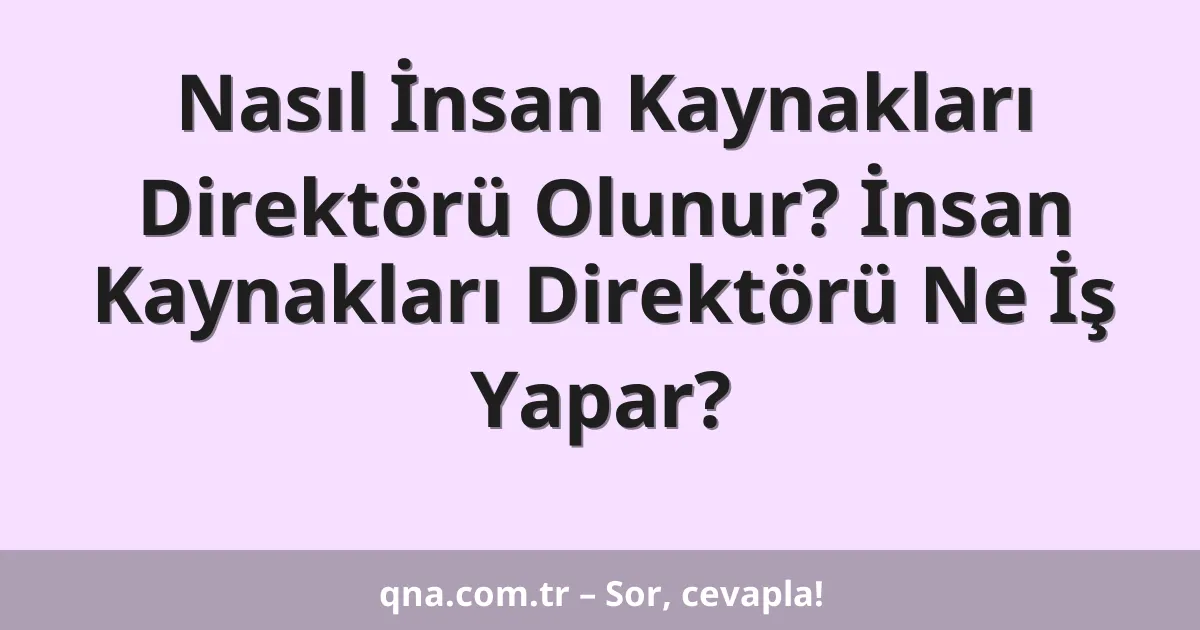 Nasıl İnsan Kaynakları Direktörü Olunur? İnsan Kaynakları Direktörü Ne İş Yapar?
