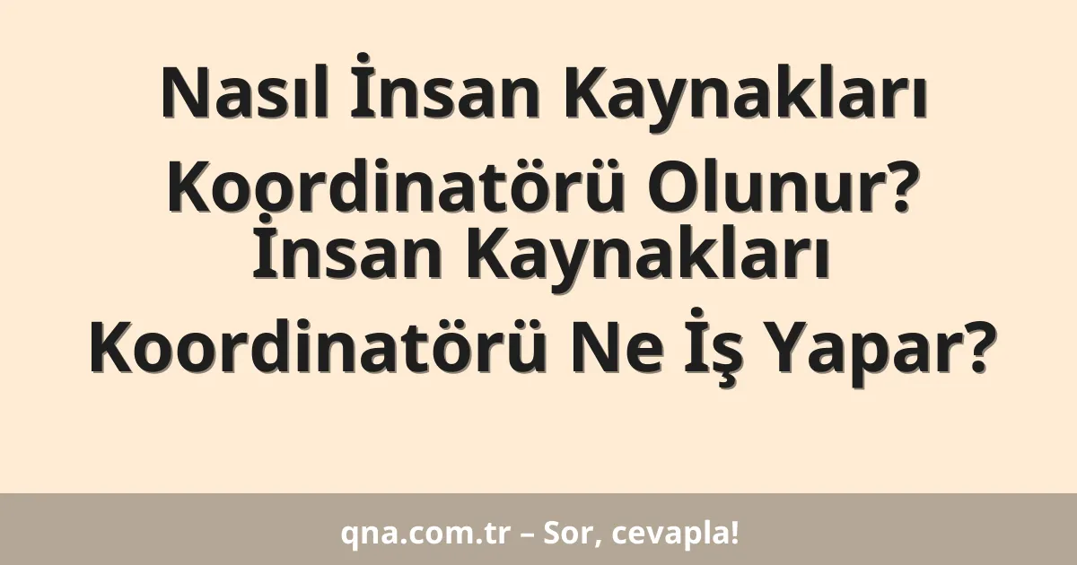 Nasıl İnsan Kaynakları Koordinatörü Olunur? İnsan Kaynakları Koordinatörü Ne İş Yapar?