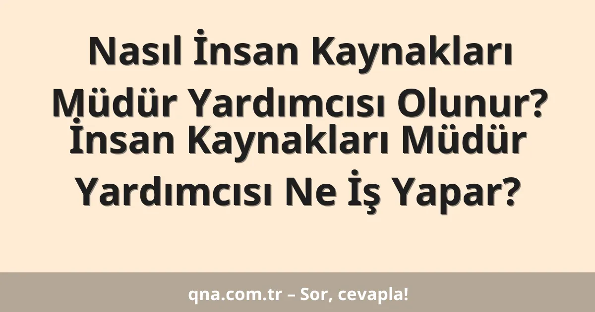 Nasıl İnsan Kaynakları Müdür Yardımcısı Olunur? İnsan Kaynakları Müdür Yardımcısı Ne İş Yapar?