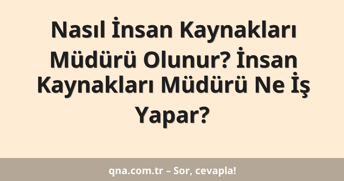 Nasıl İnsan Kaynakları Müdürü Olunur? İnsan Kaynakları Müdürü Ne İş Yapar?
