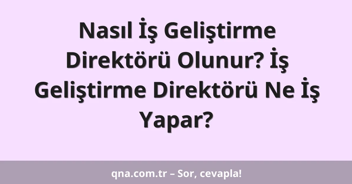 Nasıl İş Geliştirme Direktörü Olunur? İş Geliştirme Direktörü Ne İş Yapar?