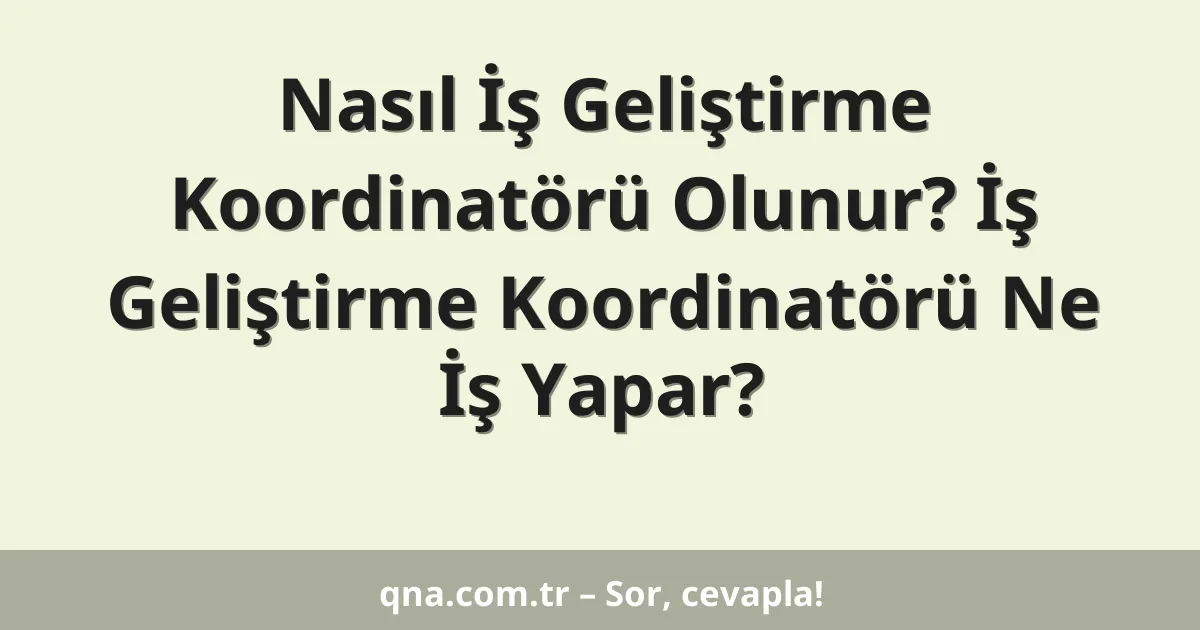 Nasıl İş Geliştirme Koordinatörü Olunur? İş Geliştirme Koordinatörü Ne İş Yapar?