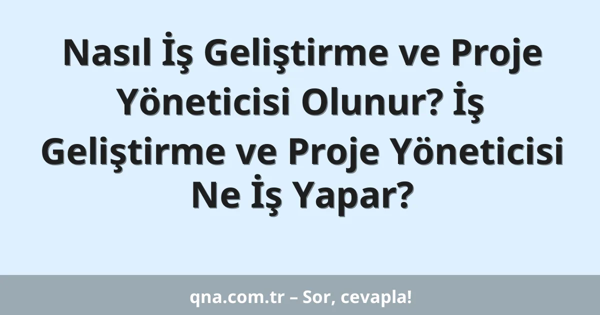 Nasıl İş Geliştirme ve Proje Yöneticisi Olunur? İş Geliştirme ve Proje Yöneticisi Ne İş Yapar?