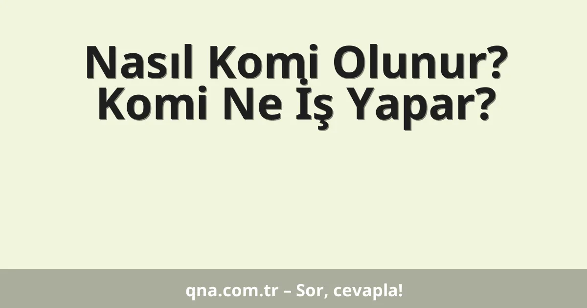 Nasıl Komi Olunur? Komi Ne İş Yapar?
