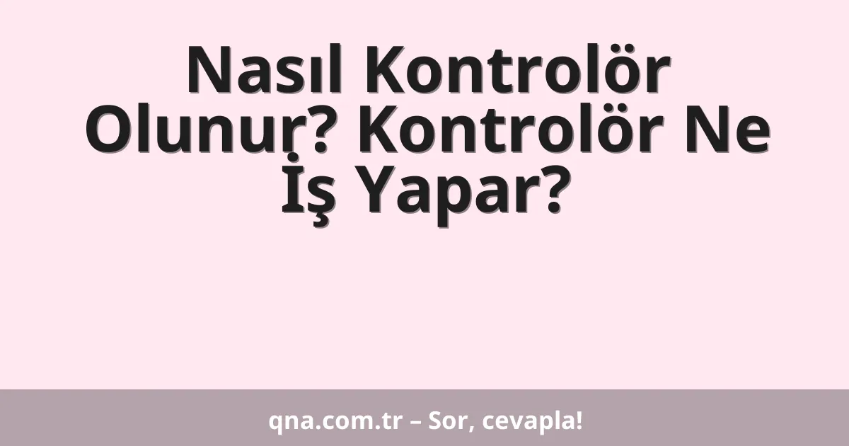 Nasıl Kontrolör Olunur? Kontrolör Ne İş Yapar?