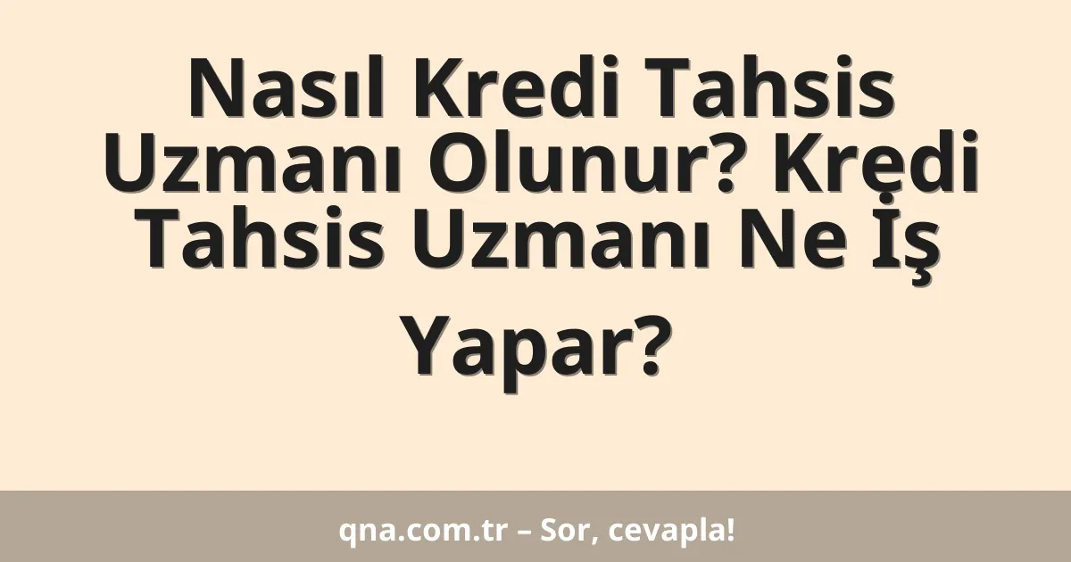 Nasıl Kredi Tahsis Uzmanı Olunur? Kredi Tahsis Uzmanı Ne İş Yapar?