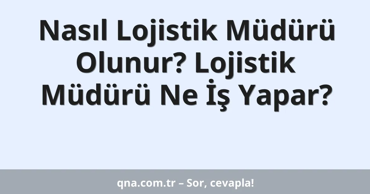 Nasıl Lojistik Müdürü Olunur? Lojistik Müdürü Ne İş Yapar?