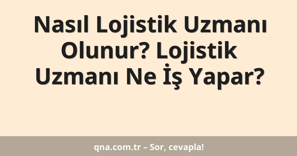 Nasıl Lojistik Uzmanı Olunur? Lojistik Uzmanı Ne İş Yapar?
