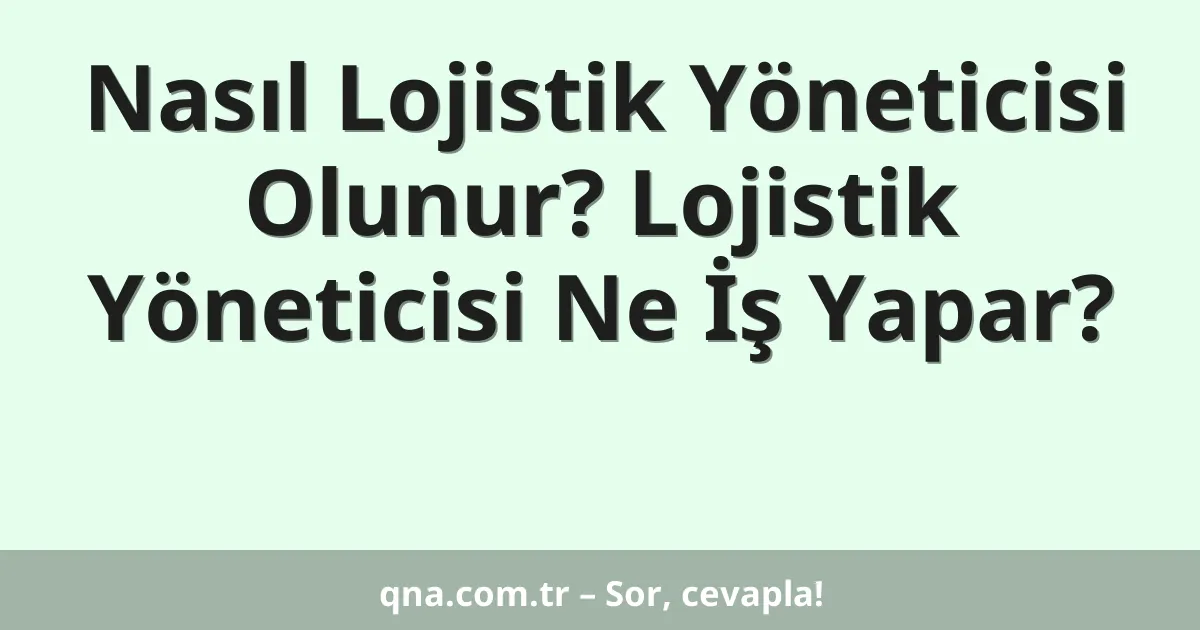 Nasıl Lojistik Yöneticisi Olunur? Lojistik Yöneticisi Ne İş Yapar?