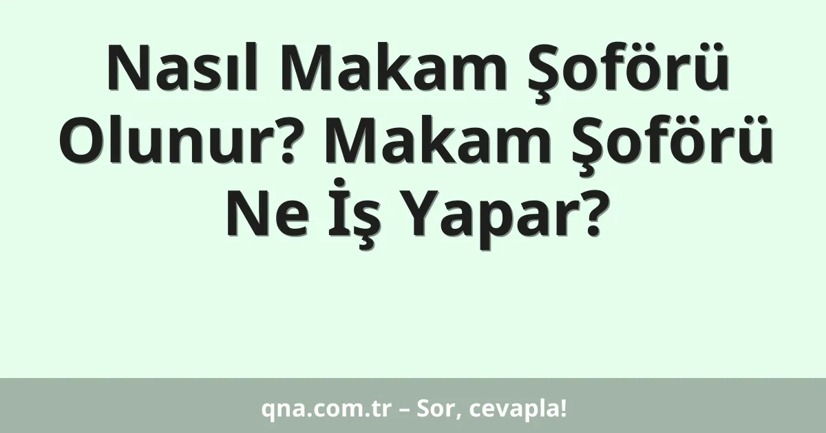 Nasıl Makam Şoförü Olunur? Makam Şoförü Ne İş Yapar?