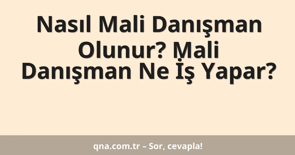 Nasıl Mali Danışman Olunur? Mali Danışman Ne İş Yapar?