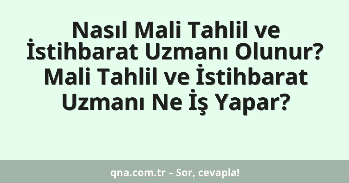 Nasıl Mali Tahlil ve İstihbarat Uzmanı Olunur? Mali Tahlil ve İstihbarat Uzmanı Ne İş Yapar?